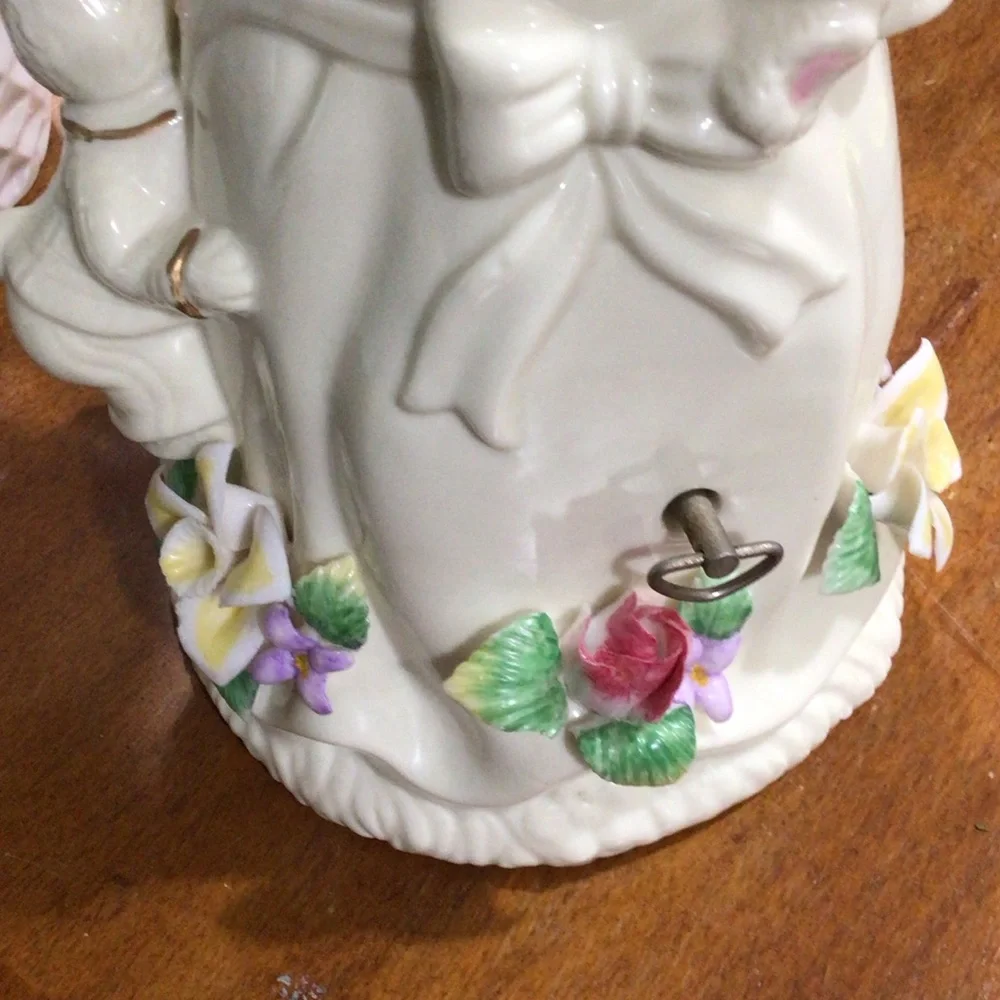 Musical 11” Porcelain Mrs Easter Bunny Figurine